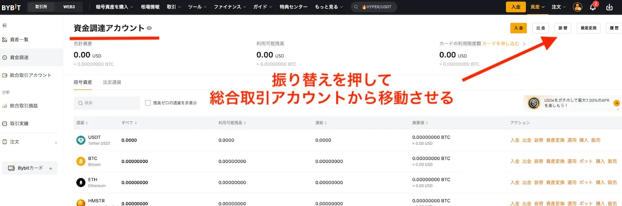bybitからexnessにUSDTで入金